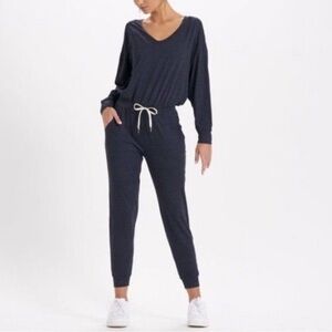 Vuori Lux Long Sleeve Jumpsuit midnight heather blue navy